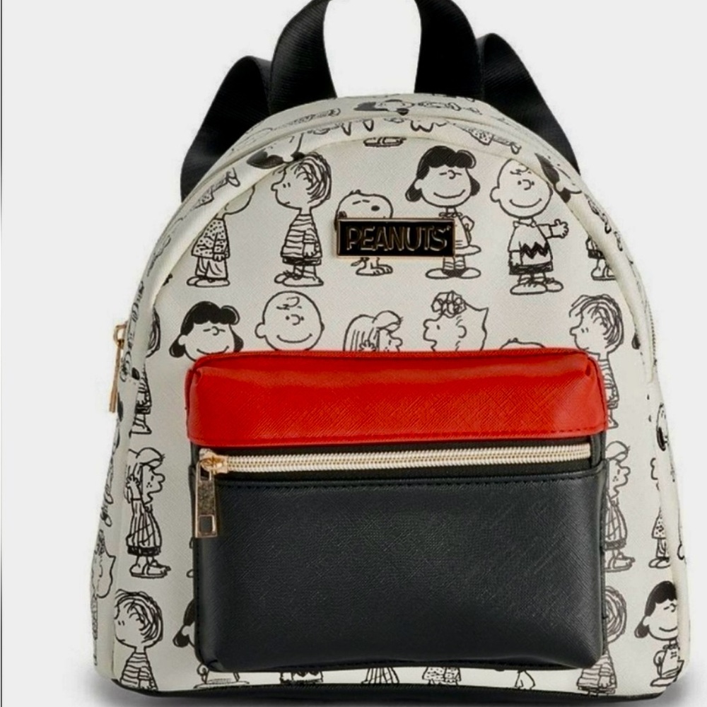 Peanuts Backpack Purse - Red and Black